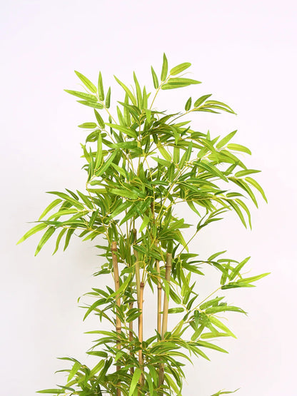 Artificial Bamboo Bliss Plant with Basic Black Pot - 4 feet Green