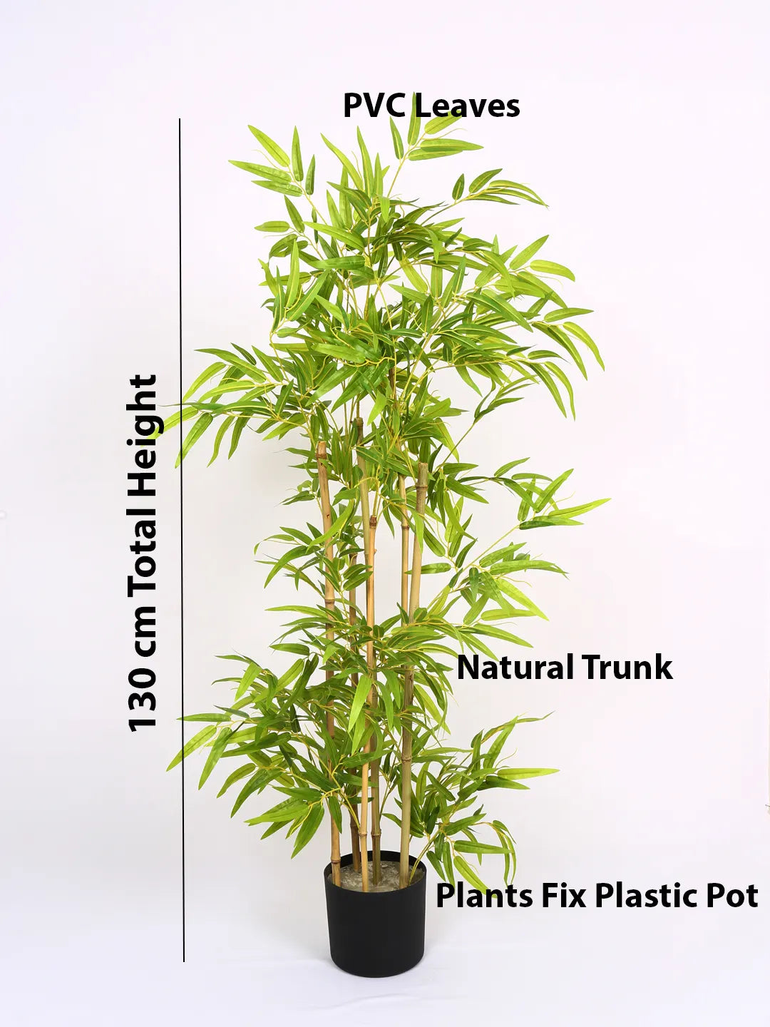 Artificial Bamboo Bliss Plant with Basic Black Pot - 4 feet Green