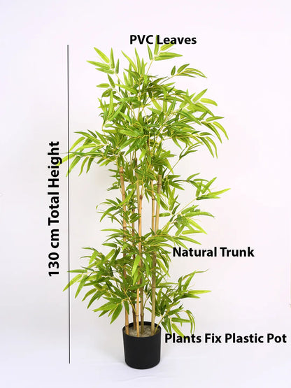 Artificial Bamboo Bliss Plant with Basic Black Pot - 4 feet Green