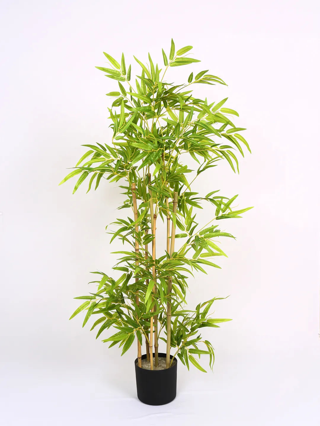 Artificial Bamboo Bliss Plant with Basic Black Pot - 4 feet Green