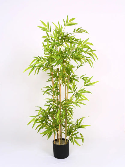 Artificial Bamboo Bliss Plant with Basic Black Pot - 4 feet Green