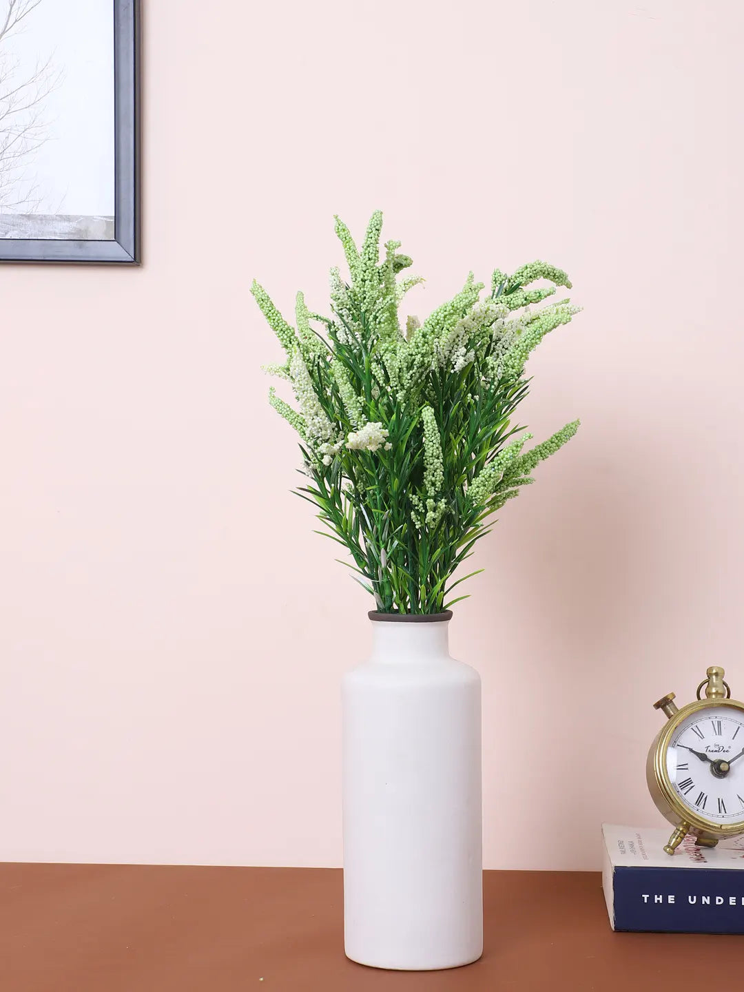 Artificial Hogla Flower for Vase Wedding Floral Arrangement (34 cm Tall, Pack of 3, White)