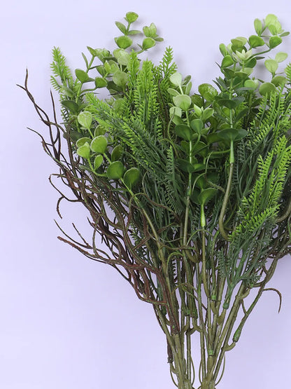 Artificial Eucalyptus Bouquets for Wedding Floral Arrangement (40 cm Tall, Without Pot, Pack of 3, Multicolor)