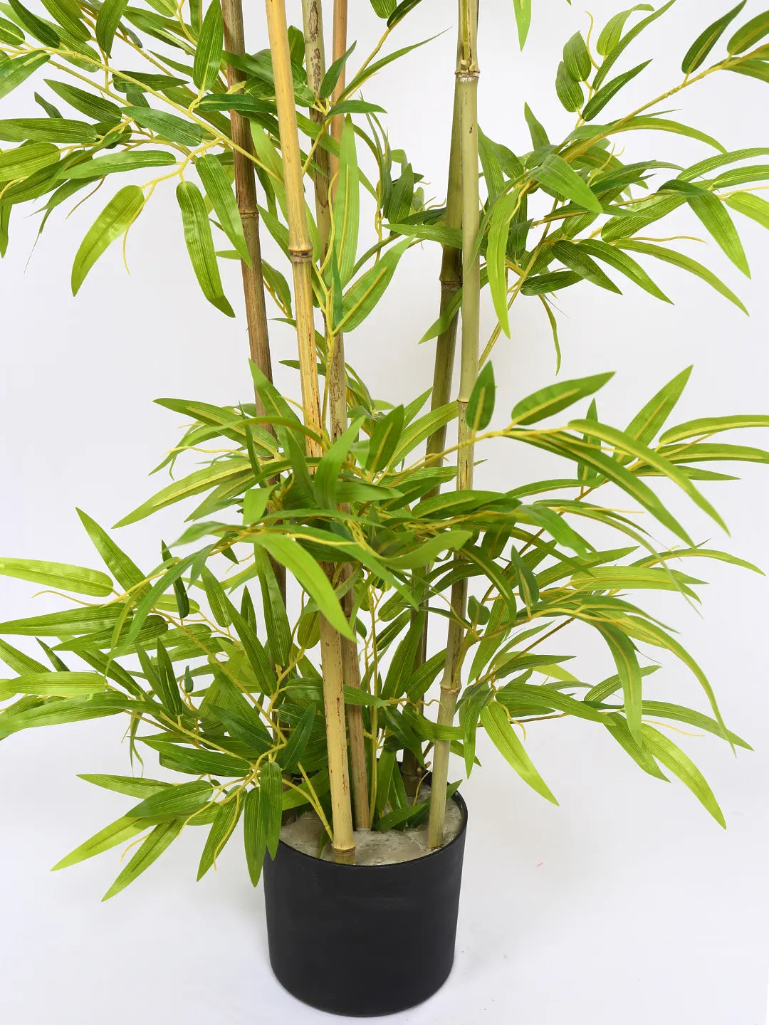 Artificial Bamboo Bliss Plant with Basic Black Pot - 6 feet Green