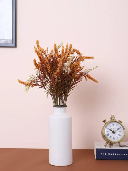 Artificial Hogla Flower for Vase Wedding Floral Arrangement (34 cm Tall, Without Pot, Pack of 3, Yellow)