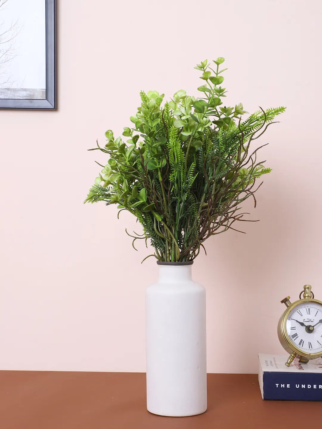 Artificial Eucalyptus Bouquets for Wedding Floral Arrangement (40 cm Tall, Without Pot, Pack of 3, Multicolor)