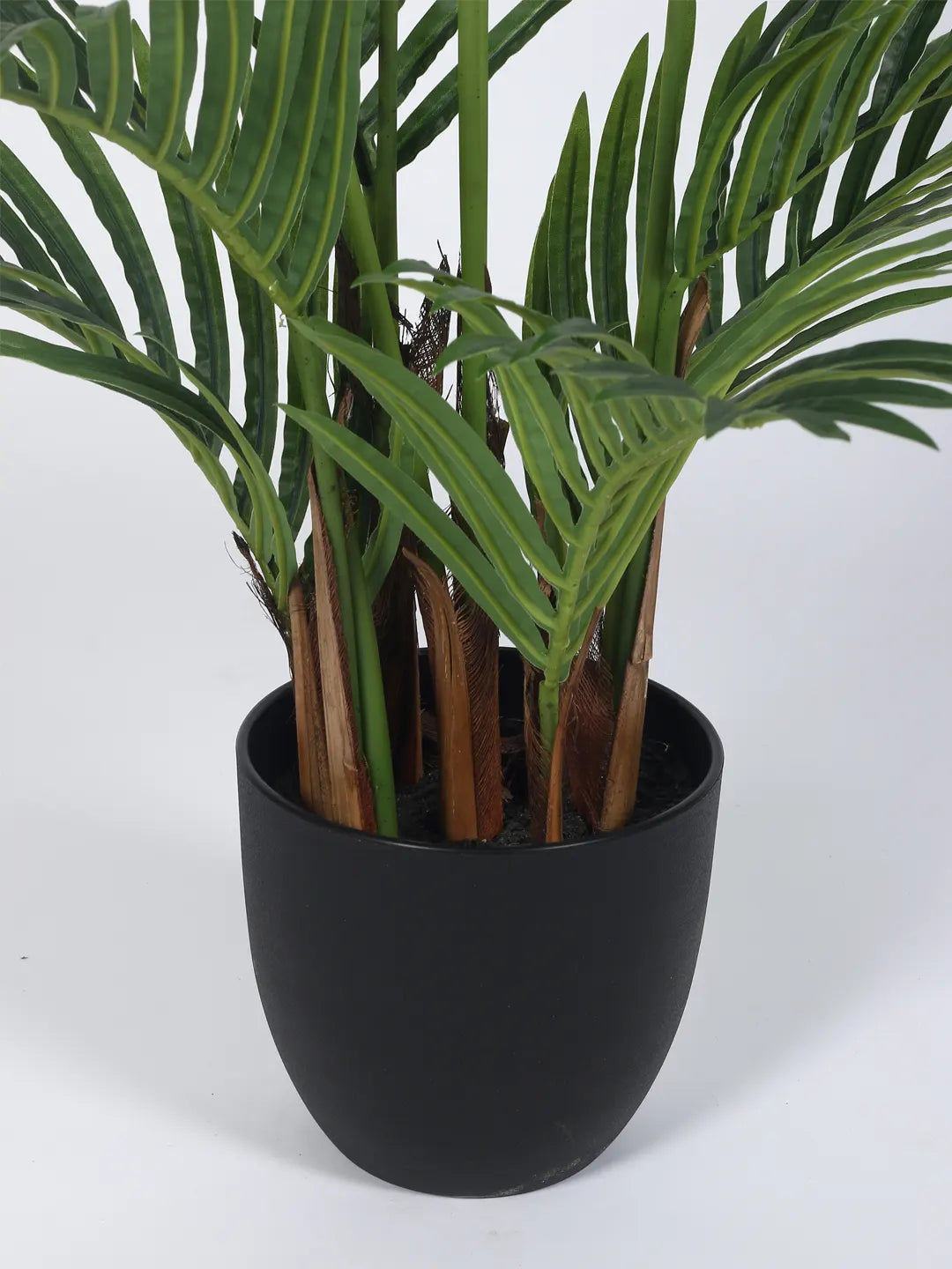 Artificial Tropical Areca Palm Plant with Basic Black Pot - 100 cm Tall, Green
