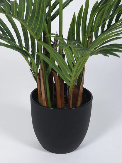 Artificial Tropical Areca Palm Plant with Basic Black Pot - 100 cm Tall, Green
