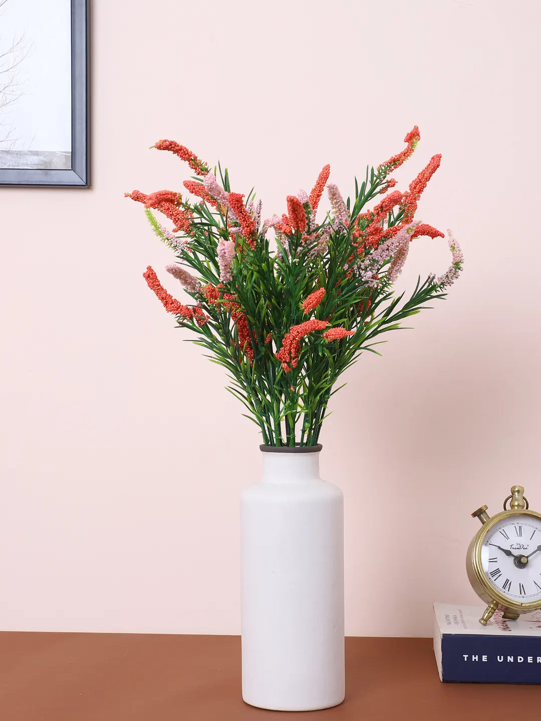 Artificial Hogla Flower for Vase Wedding Floral Arrangement (34 cm Tall, Pack of 3, Orange)