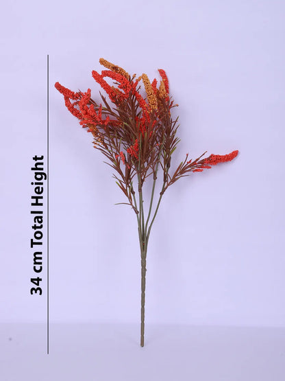 Artificial Hogla Flower for Vase Wedding Floral Arrangement (34 cm Tall, Without Pot, Pack of 3, Orange)