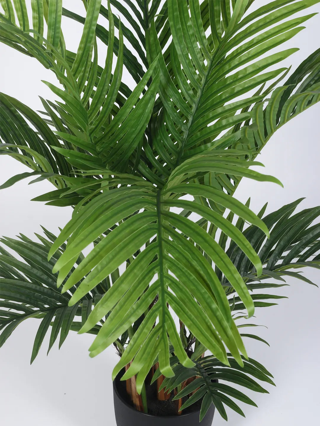 Artificial Tropical Areca Palm Plant with Basic Black Pot - 100 cm Tall, Green