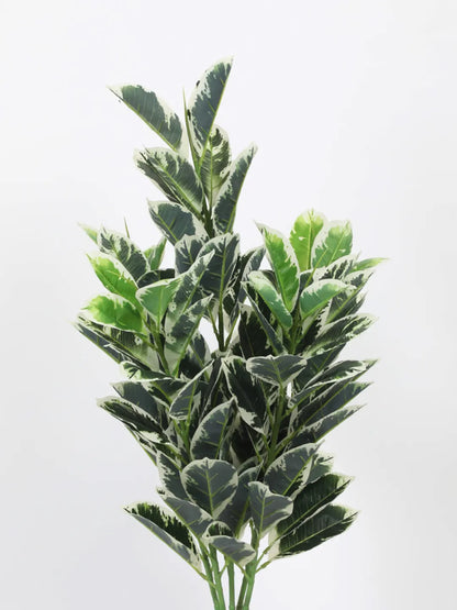 Artificial Andrew Croton Plant with Basic Black Pot (85 cm Tall, 104 Light Green Leaves)