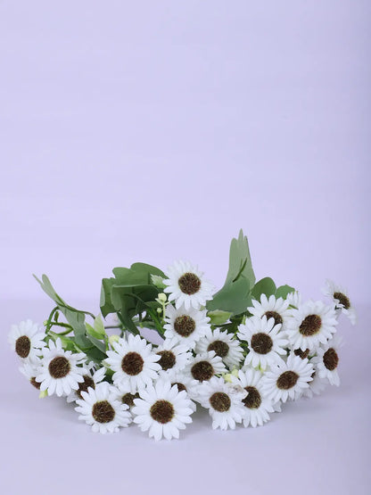 Artificial Daisy Flower Bouquets Wedding Floral Arrangement (32 cm Tall, Pack of 3, White)