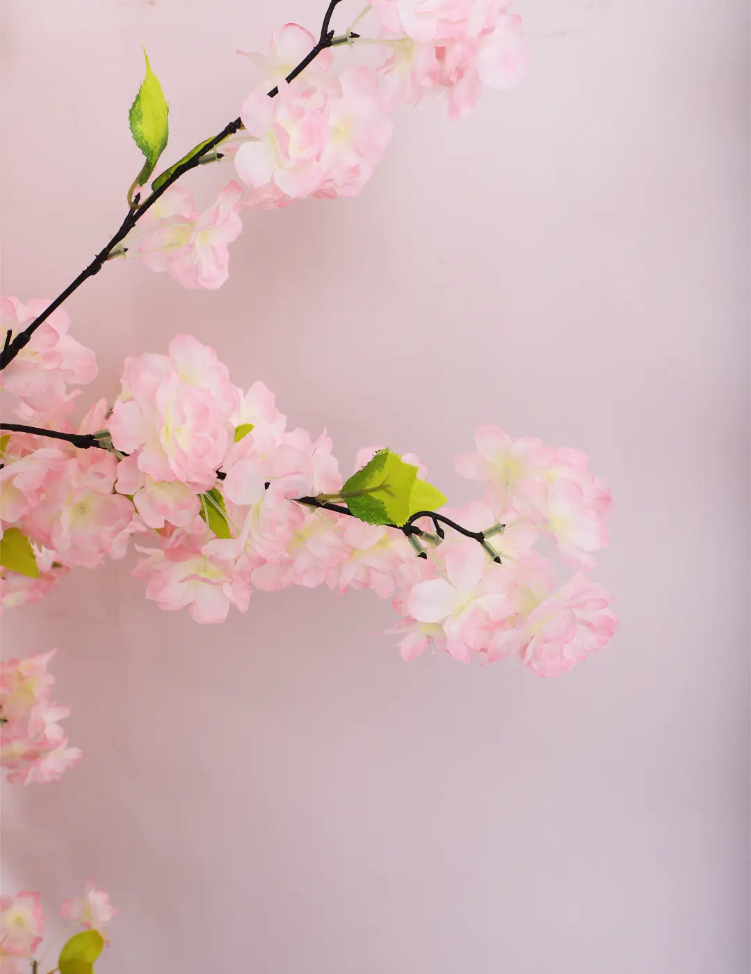 Artificial Pink Peach Blossom Flowers Plant For with Basic Black Pot- 5.5 Feet - Pink