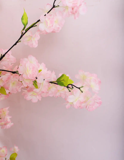 Artificial Pink Peach Blossom Flowers Plant For with Basic Black Pot- 5.5 Feet - Pink