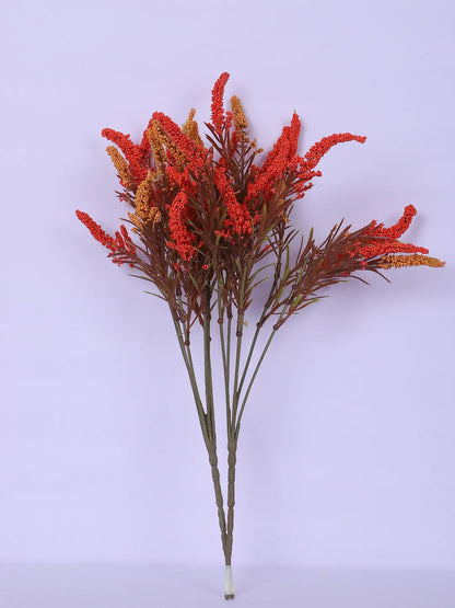 Artificial Hogla Flower for Vase Wedding Floral Arrangement (34 cm Tall, Without Pot, Pack of 3, Orange)