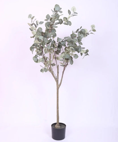 Artificial Eucalyptus potted plant, outdoor and indoor (140 cm Tall, Green)