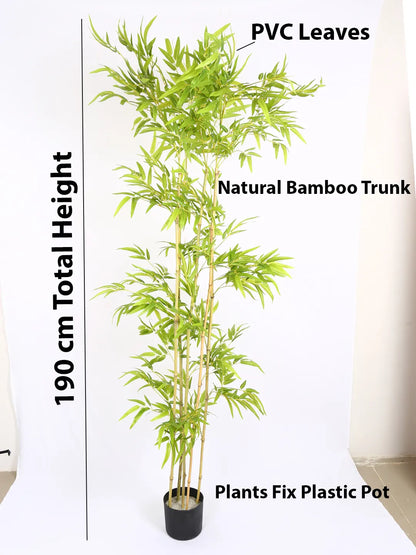 Artificial Bamboo Bliss Plant with Basic Black Pot - 190 cm Tall Green