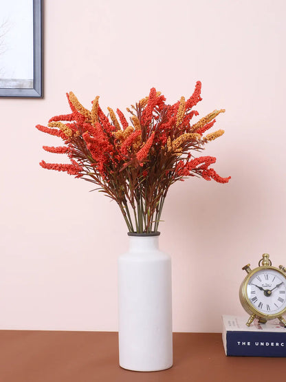 Artificial Hogla Flower for Vase Wedding Floral Arrangement (34 cm Tall, Without Pot, Pack of 3, Orange)