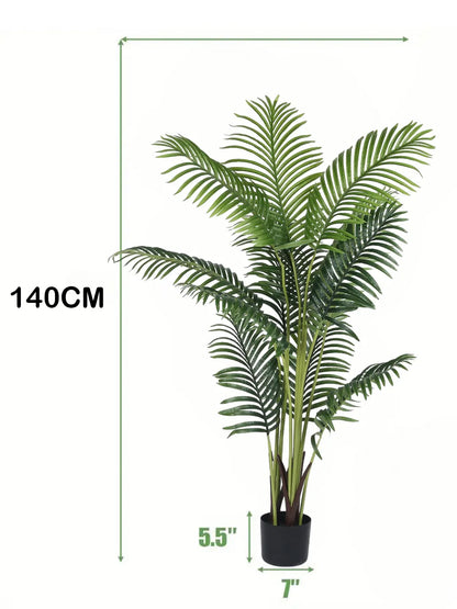 Artificial Lush Green Areca Palm Plants with Basic Black Pot - 4.5 Feet tall