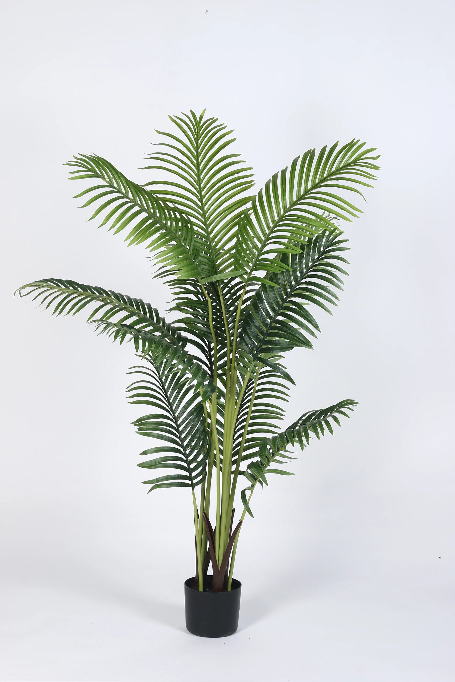 Artificial Lush Green Areca Palm Plants with Basic Black Pot - 4.5 Feet tall