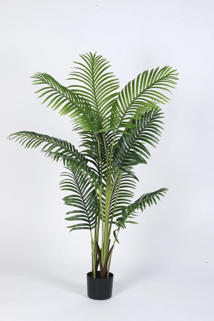Artificial Lush Green Areca Palm Plants with Basic Black Pot - 4.5 Feet tall