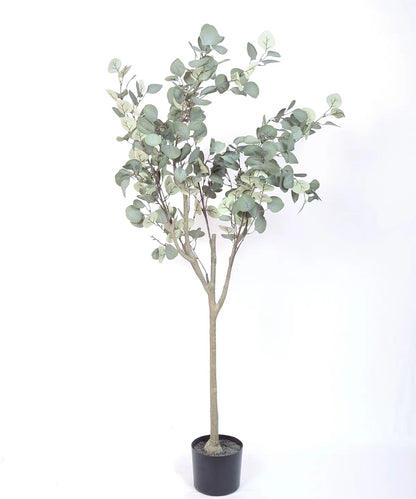 Artificial Eucalyptus potted plant, outdoor and indoor (140 cm Tall, Green)