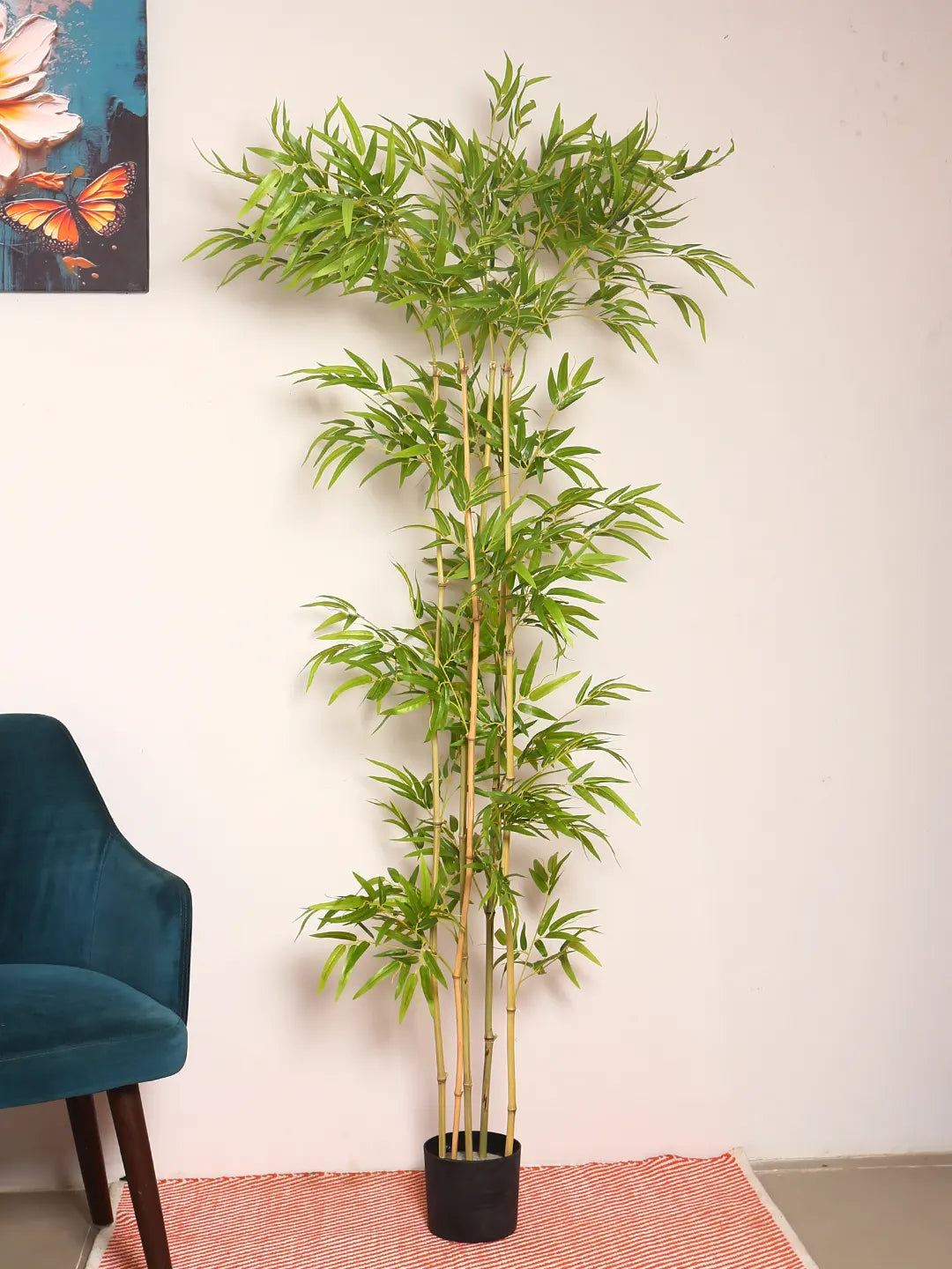 Artificial Bamboo Bliss Plant with Basic Black Pot - 190 cm Tall Green