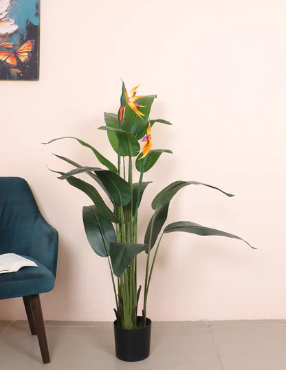 Artificial Birds of Paradise Plant with Basic Black Pot - 140 cm Tall