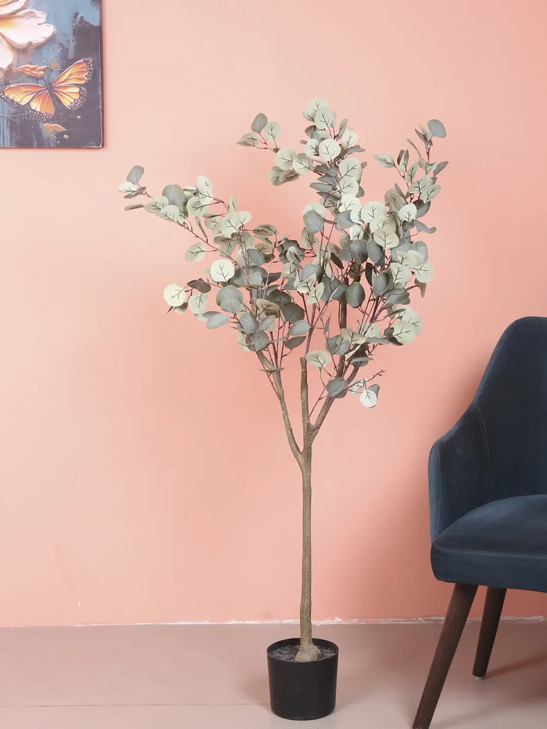 Artificial Eucalyptus potted plant, outdoor and indoor (140 cm Tall, Green)