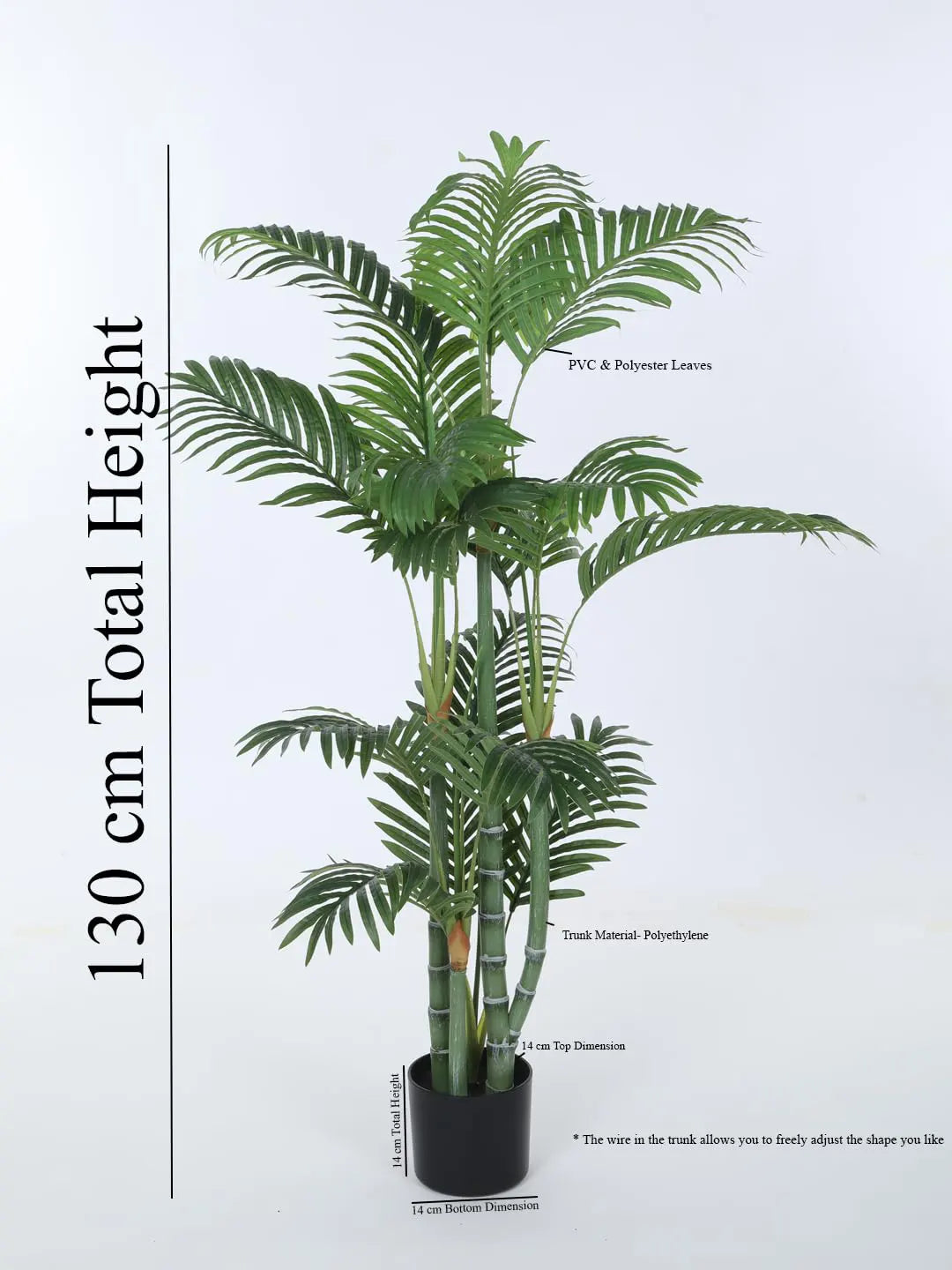Artificial Areca Palm Plant with Basic Black Pot - 4 feet Green