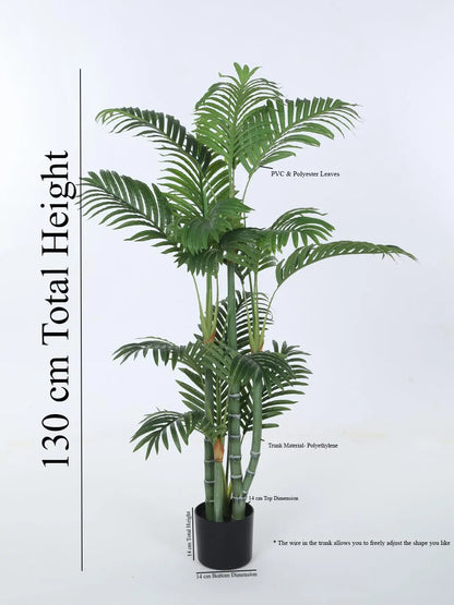 Artificial Areca Palm Plant with Basic Black Pot - 4 feet Green