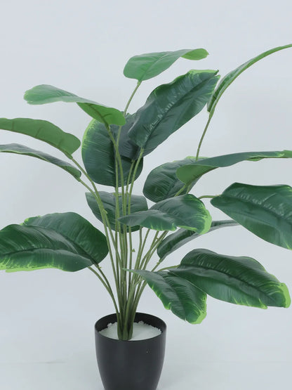 Artificial Banana Leaf Plants for with Pot (18 Leaves, 65 cm Tall, Green)