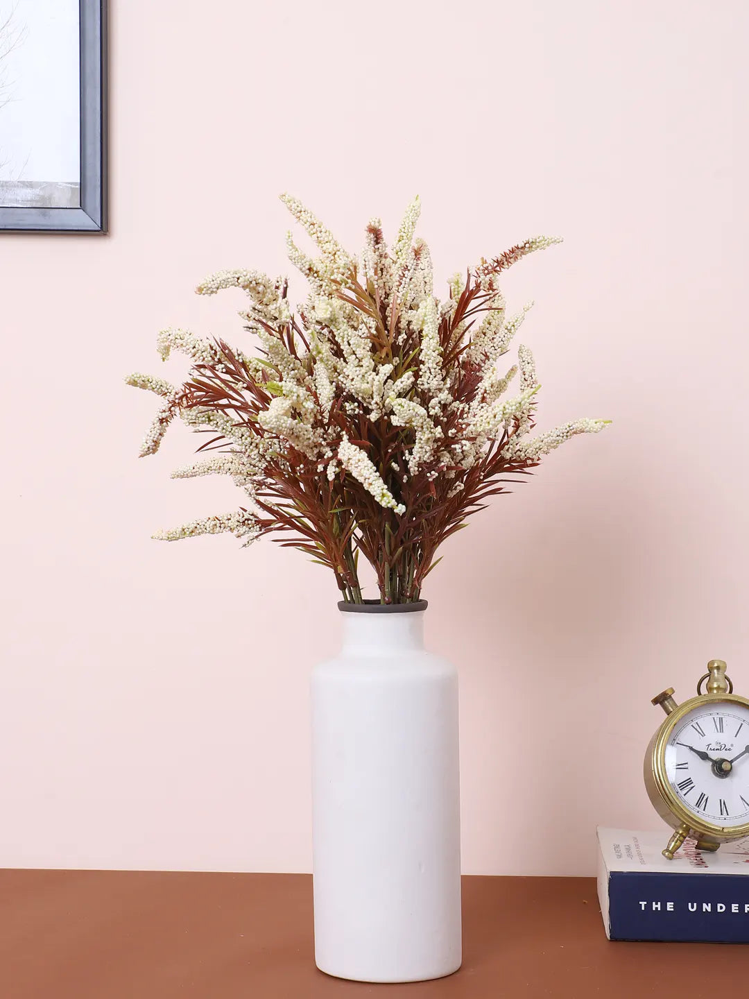 Artificial Hogla Flower for Vase Wedding Floral Arrangement (34 cm Tall, Without Pot, Pack of 3, White)