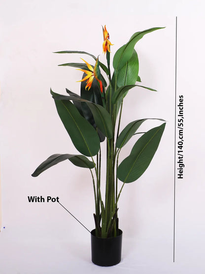 Artificial Birds of Paradise Plant with Basic Black Pot - 140 cm Tall