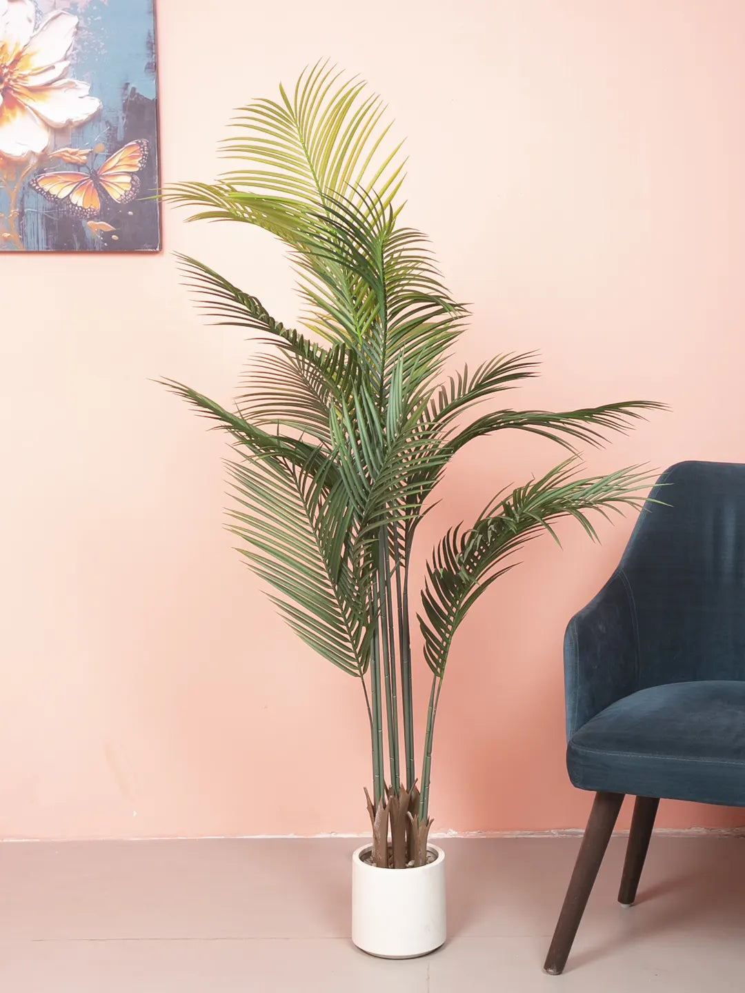 Artificial Lush Green Areca Palm Plants with Basic Black Pot - 150 cm Tall