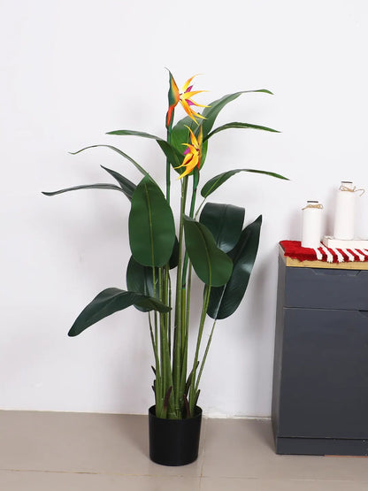Artificial Birds of Paradise Plant with Basic Black Pot - 140 cm Tall