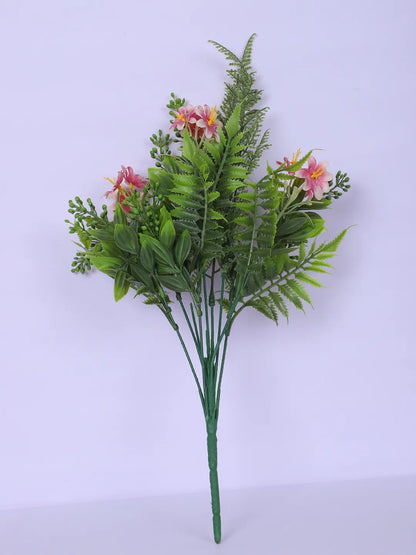 Artificial Green with Flower Bouquets for Wedding Floral Arrangement (40 cm Tall, Without Pot, Pack of 3)