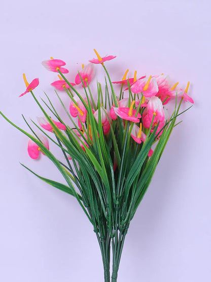 Artificial Calla Lily Flower Bouquets Wedding Floral Arrangement (30 cm Tall, Pack of 3, Pink)