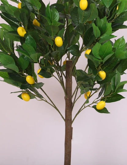 Artificial Tropical Lemon Plant with Basic Black Pot – 4.5 Feet Tall
