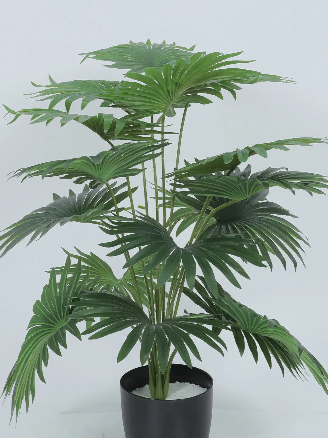 Artificial Fan Palm Leaf Plants for with Pot (18 Leaves, 65 cm Tall, Green)