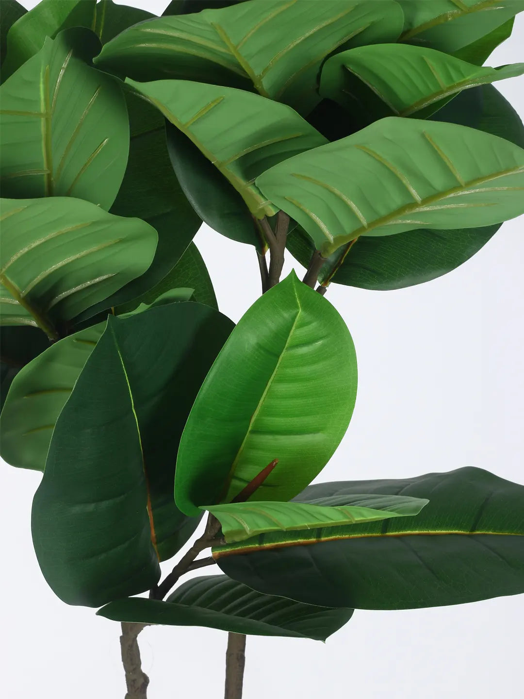 Artificial Leafy Rubber Plant with Basic Black Pot - 4 feet Green
