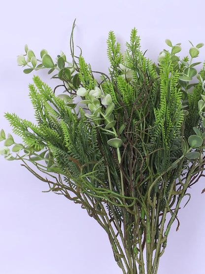 Artificial Eucalyptus Bouquets for Wedding Floral Arrangement (40 cm Tall, Without Pot, Pack of 3, Multicolor)
