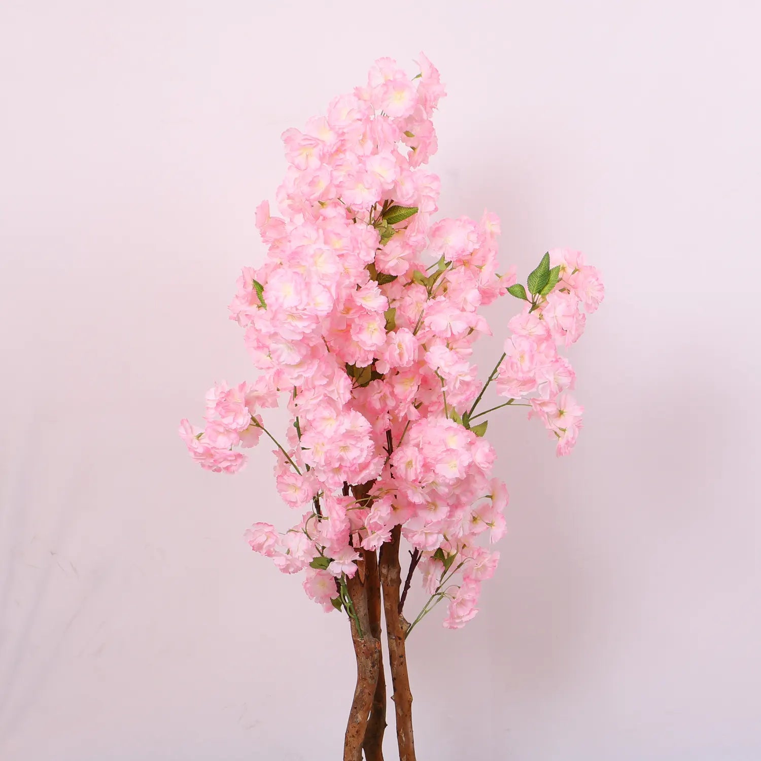 Artificial Pink Peach Blossom Flowers Plant For with Basic Black Pot- 100 cm tall - Pink