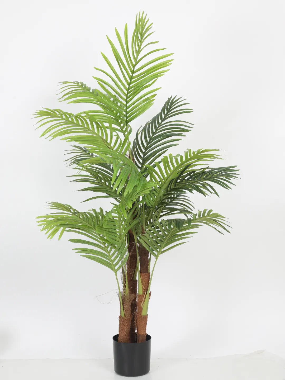 Artificial Lush Green Areca Palm Plants with Basic Black Pot - 5 Feet