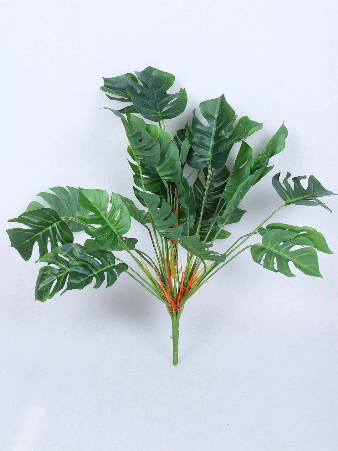 Artificial Miniature PVC Silk Monstera Leaf Green Floor Plant with Big Leaves with Pot (55 cm Tall, Green)