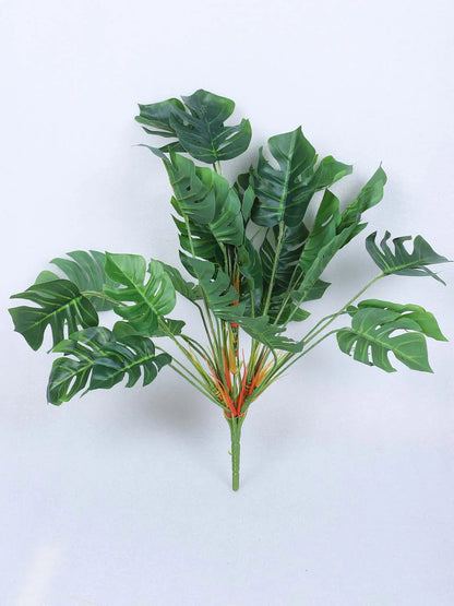 Artificial Miniature PVC Silk Monstera Leaf Green Floor Plant with Big Leaves with Pot (55 cm Tall, Green)