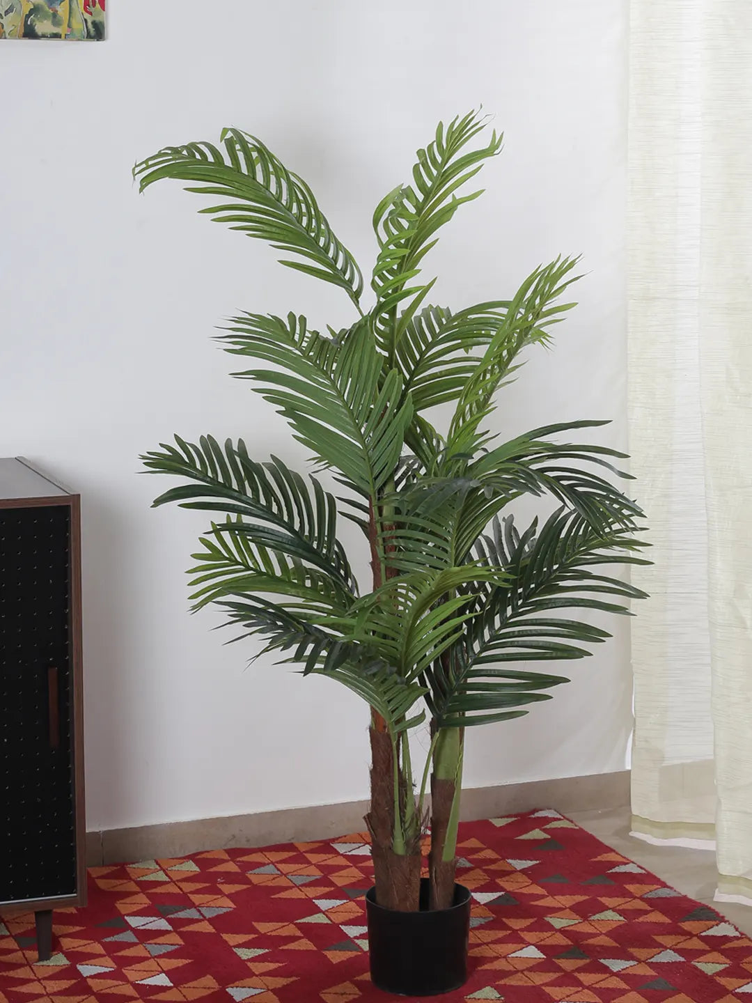 Artificial Lush Green Areca Palm Plants with Basic Black Pot - 5 Feet