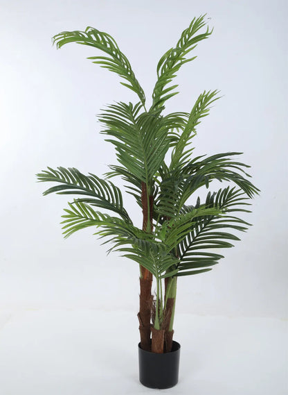 Artificial Lush Green Areca Palm Plants with Basic Black Pot - 5 Feet