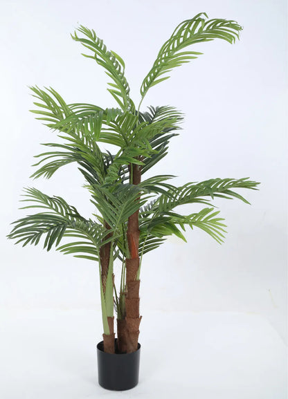 Artificial Lush Green Areca Palm Plants with Basic Black Pot - 5 Feet